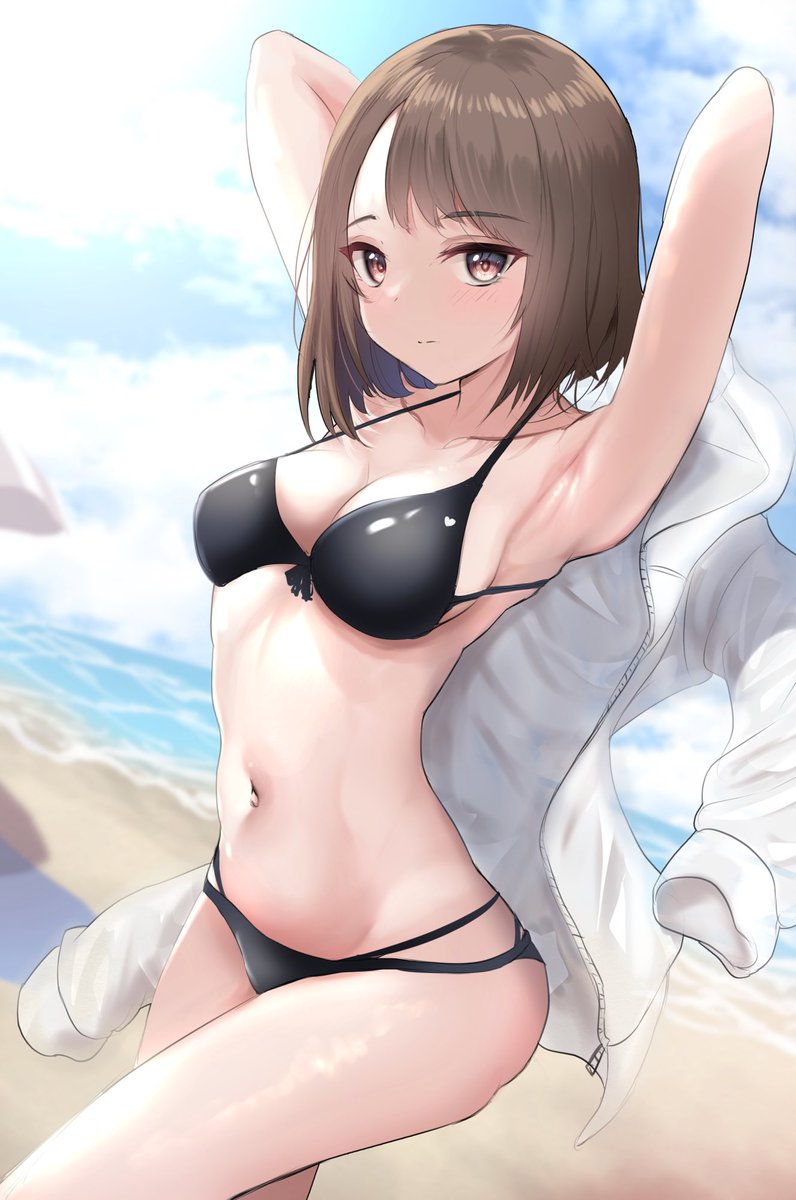 どうしてもカップル限定スイーツが食べたい妹に無理矢理彼氏役でビーチ同伴を頼み込まれたが、肉親の思わぬ発育ぶりに到着3分にして早くもこちらの理性が限界の図。 