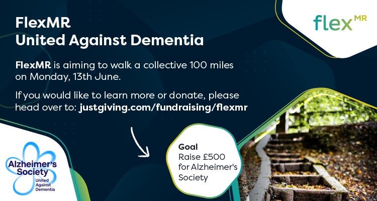 We are fundraising for Alzheimer's Society at FlexMR!

Check out our <a href="/JustGiving/">JustGiving</a> page and please donate if you can. Thank you! #JustGiving 

You can donate here: bit.ly/3lgljNL