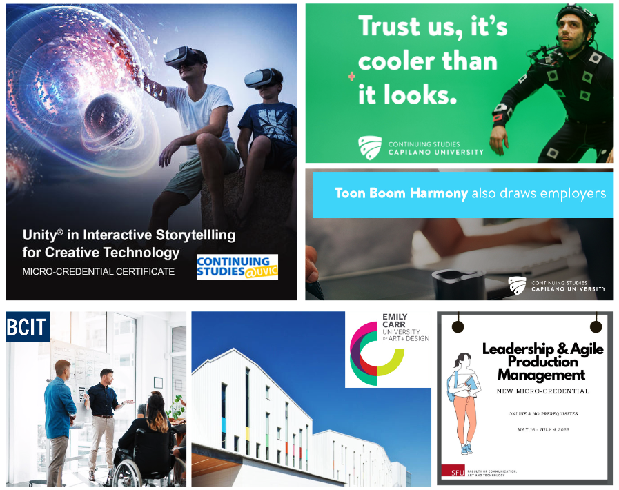 DigiBC's tweet photo. DigiBC has partnered with @EmilyCarrU, @uviccontinuing, @SIATSFU, @BCIT & @CapU_CS on 6 #microcredential programs. These offer novel opportunities for those looking to upskill or reskill & pursue a career in this dynamic sector.
➡️https://t.co/tFAU60NwWo
#CreativeTechnologyDay https://t.co/MYiJNynsaQ