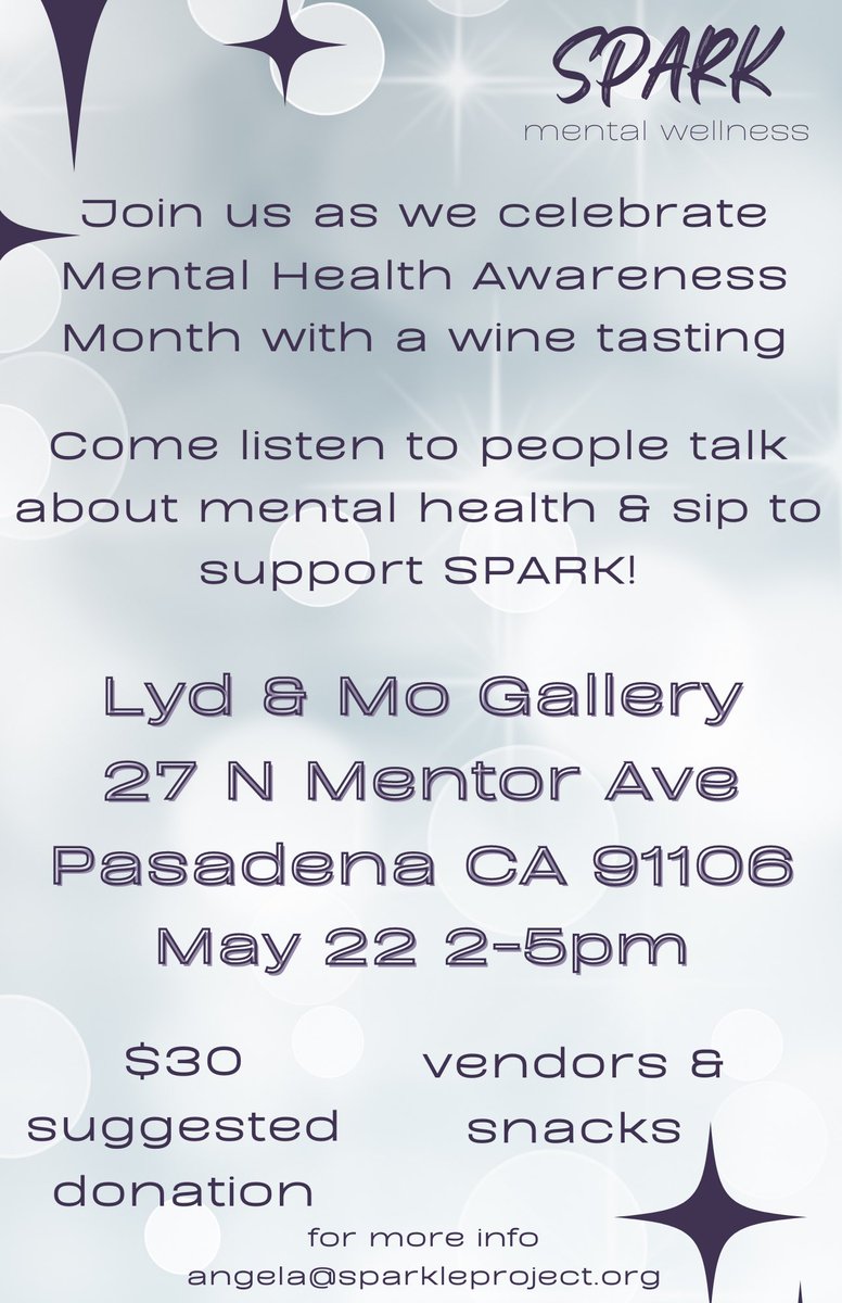 JoelBryant's tweet photo. Excited to MC this event isn’t the right word…but excited to support a great cause and further the conversation about mental health. It’s on Sunday May 22 in Pasadena 2-5pm.
Wine.
Speeches.
Auctions.
Raffles.
Helping.
#sparkleproject #mentalhealth https://t.co/aQj35MQ0zz