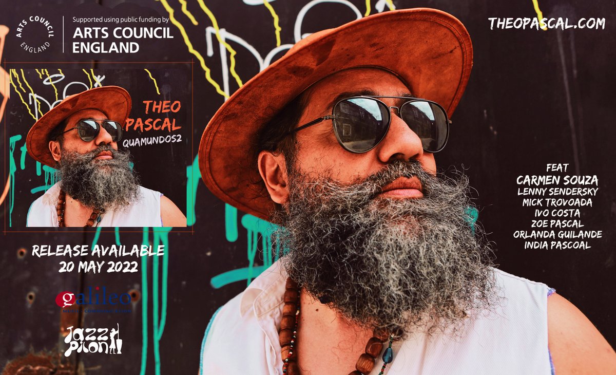 theopascalmusic's tweet photo. 🚨🚨🚨 NEW ALBUM🚨🚨🚨
THEO PASCAL - QUAMUNDOS 2 - 
will be out on FRIDAY @GalileoMC  !!!
Feat Carmen Souza TheoPascal Lenny Sendersky Mick Trovoada Ivo Costa Zoe Pascal Orlanda Vasconcelos Guilande India Pascal 
https://t.co/gAYg1a6xll
Supported by Arts Council england 🙏 https://t.co/C5Dej2hOGW