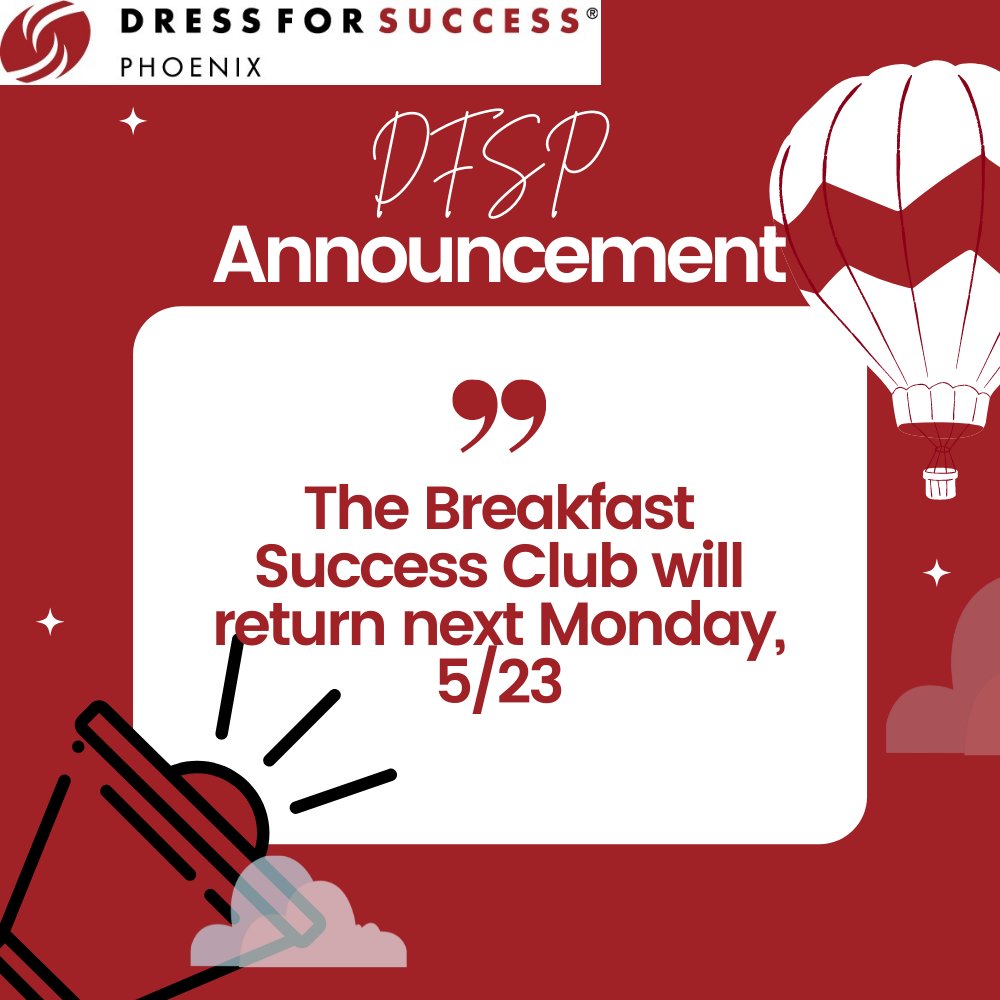 dfs_phoenix's tweet photo. May we have your attention, please.  Our weekly Breakfast Success Club post will return next Monday, 5/23. https://t.co/HPXWAvUZrq