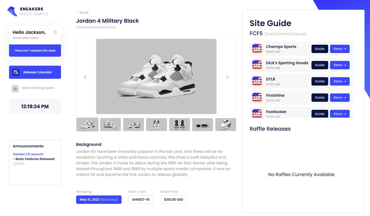 Sneakers Made Simple online dash is now live for desktop users! 🎉🎉

Head to our dashboard to sign up and start planning out future releases below!

dash.sneakersmadesimple.com/login

Welcome to the modern world of sneaker release information🧠