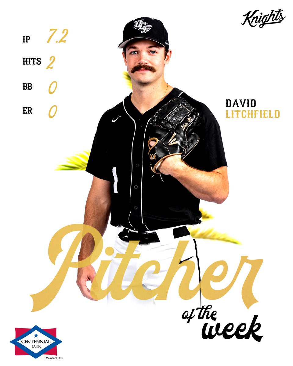 𝐓𝐡𝐞 𝐒𝐭𝐚𝐜𝐡𝐞 𝐃𝐨𝐦𝐢𝐧𝐚𝐭𝐞𝐝! 🚀

<a href="/davidlitch/">david litchfield</a> earned Pitcher of the Week honors after working 7.2 innings over three games.

He worked 4.1 on Sunday, retiring 10-straight Cougars to pick up the series clinching win!

#ChargeOn⚔️