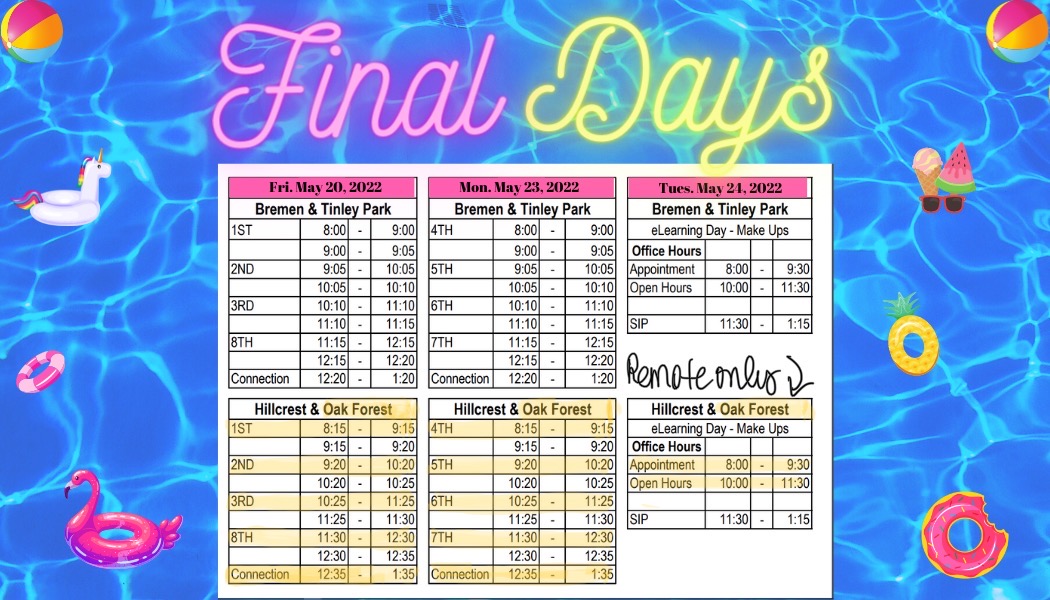 ExperienceOFHS's tweet photo. Finals are coming up! Here's a copy of our finals schedule. Put it in your iPad Notes app so that you know what time each hour starts! #TheBengalWay #Finalexams #Semesterexams #Finalprojects #FinallySummertime https://t.co/viQmLhC8Vf