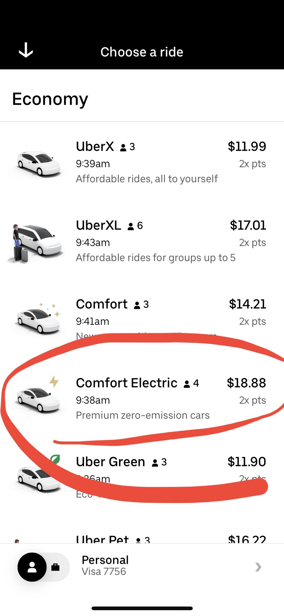 Uber electric online car list