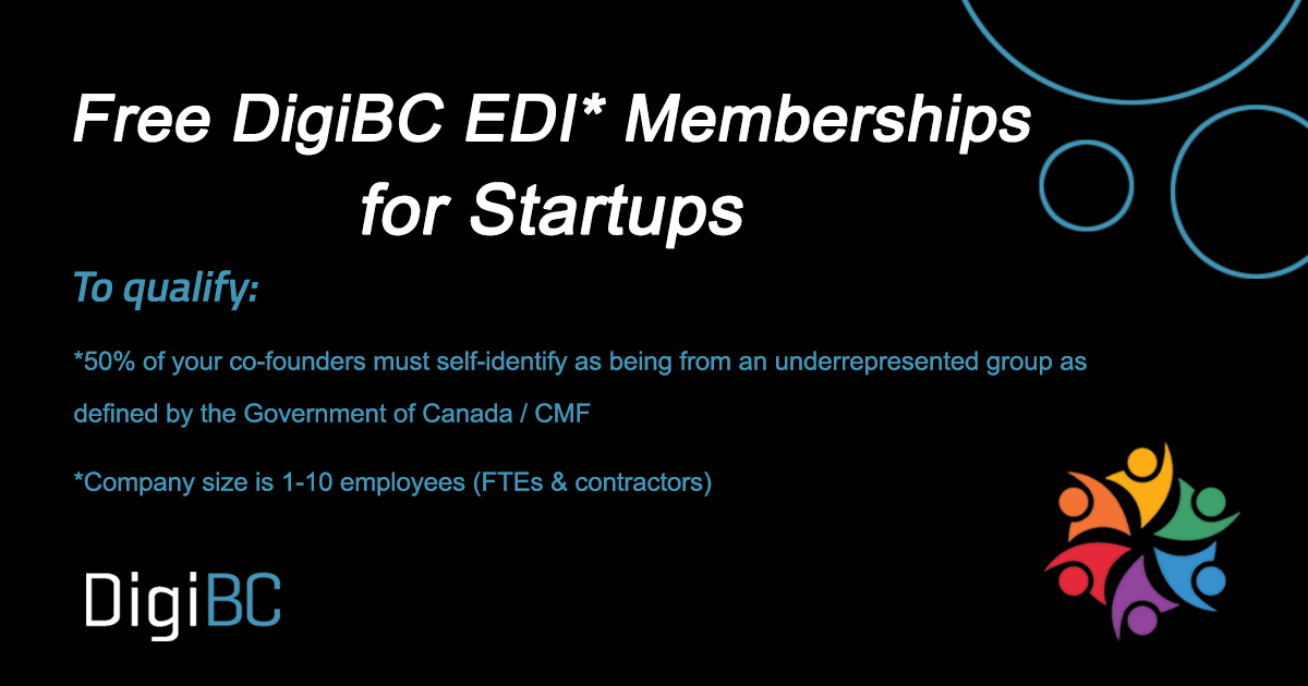 DigiBC's tweet photo. Free Membership Criteria: (2/2) 

▪️At least 50% of co-founders must self-identify as being from an underrepresented group
▪️Company size is 1-10 employees
▪️If you qualify, please contact us for further details at team@digibc.org

#CreativeTechnologyDay #BCCreates https://t.co/J96EsFY8JI