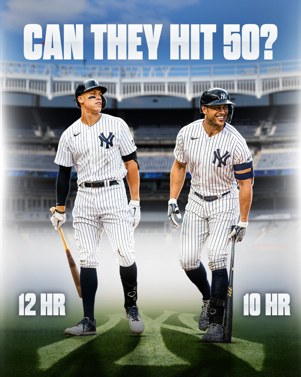 MLB's tweet photo. Only one pair of teammates have ever hit 50 HR each in the same season. Can Judge and Stanton join them? https://t.co/BDhmakJhsh