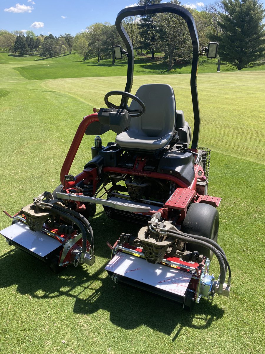 BPeterson_23's tweet photo. Today marks the start of my last semester with @PSUTurf as well as the start of our interseeding process with our new Maredo heads https://t.co/4yP59cmral