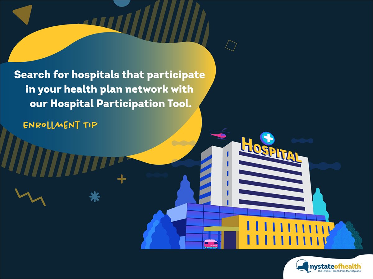 NYStateofHealth's tweet photo. If you need to schedule a medical procedure at a local hospital, this tool can help you easily find a list of participating hospitals within your health provider's network. Start your search today: https://t.co/kxgGxDYC7C #EnrollmentTips #NYSOHTips #EnrollNY https://t.co/pf0PFL7VlO
