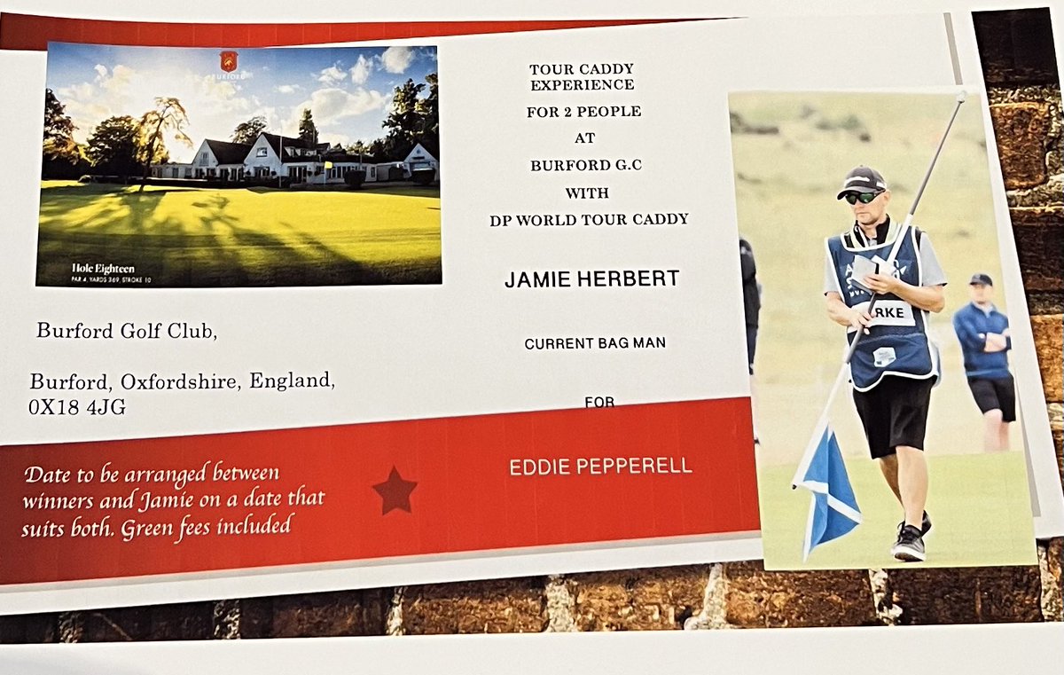 Fantastic donation from <a href="/Jamierayherbert/">Jamie Herbert</a> to the <a href="/autismdogs/">Autism Dogs (ASDA)</a> charity auction 

2 Golfers can play a round of golf a the beautiful @BurfordGolf in the company of <a href="/dpworldtour/">DP World Tour</a> caddy Jamie who is the current bag man for <a href="/PepperellEddie/">Eddie Pepperell</a> 
 Email your bid 

thetourexperiences@gmail.com