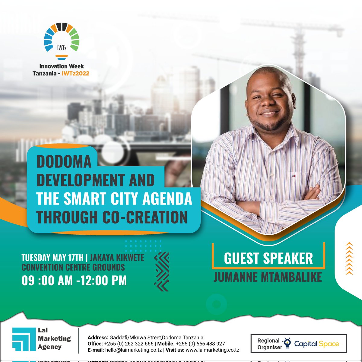 isaya_lameck's tweet photo. Kama uko Dodoma, Karibu viwanja vya JK CONVENTION CENTER ndani ya wiki ya Ubunifu ambapo sisi @lai_agency tumeandaa mjadala wa namna wabunifu wazawa wanashiriki kwenye kupanga na kutekeleza mipango miji kwa kuzingatia tekinolojia na mitindo ya majiji ya kisasa.
#Makisatu2022 https://t.co/7Qxx6UA3tX