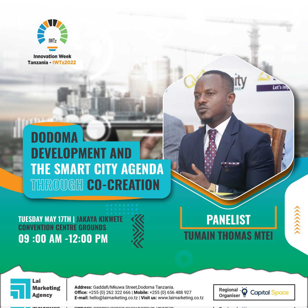 isaya_lameck's tweet photo. Kama uko Dodoma, Karibu viwanja vya JK CONVENTION CENTER ndani ya wiki ya Ubunifu ambapo sisi @lai_agency tumeandaa mjadala wa namna wabunifu wazawa wanashiriki kwenye kupanga na kutekeleza mipango miji kwa kuzingatia tekinolojia na mitindo ya majiji ya kisasa.
#Makisatu2022 https://t.co/7Qxx6UA3tX