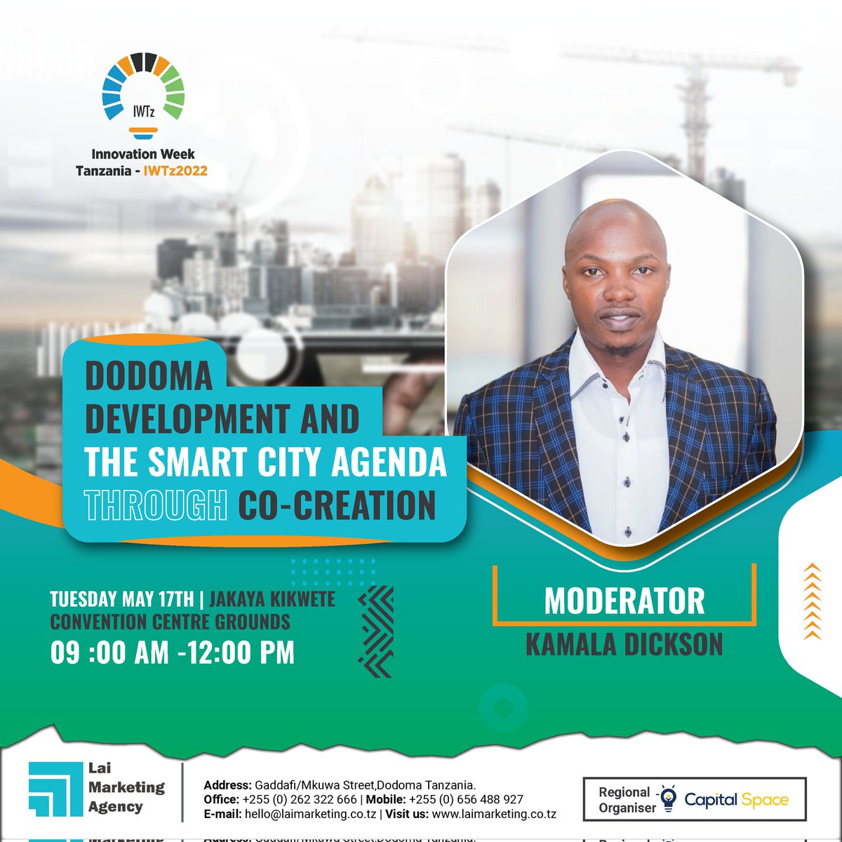 isaya_lameck's tweet photo. Kama uko Dodoma, Karibu viwanja vya JK CONVENTION CENTER ndani ya wiki ya Ubunifu ambapo sisi @lai_agency tumeandaa mjadala wa namna wabunifu wazawa wanashiriki kwenye kupanga na kutekeleza mipango miji kwa kuzingatia tekinolojia na mitindo ya majiji ya kisasa.
#Makisatu2022 https://t.co/7Qxx6UA3tX