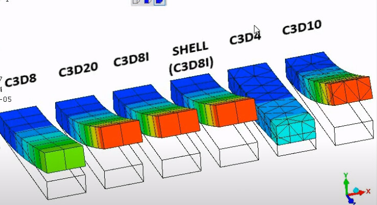 This picture caught my eye in google images. I tell my MSc Finite Element students that 4 node tetrahedra should be deleted as an option in all modelling software. Here's a comparison that supports this view.
calculix.discourse.group/t/c3d8i-elemen… <a href="/NAFEMS/">NAFEMS</a> #engineering #simulation #modelling