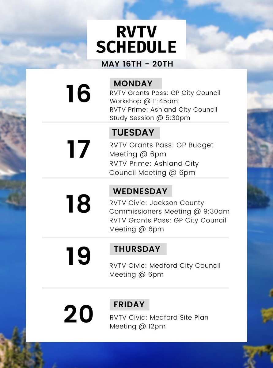 RVTV LIVE Meeting schedule this week! 🤩🎥
