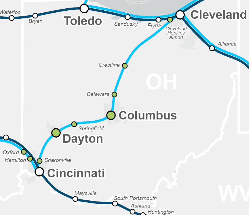 AmtrakNewEra's tweet photo. We have exciting news coming out of Ohio! @GovMikeDeWine has raised his hand 🙋 to learn more about our plan to bring more trains to Cleveland, Columbus, Dayton, and Cincinnati via the 3C+D corridor. https://t.co/Jp3YDMrSe9