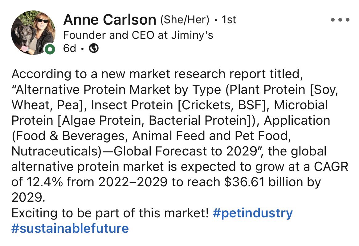 Future of #insectingredients in #petfood continues to look bright! 🐶 @jiminysforpets