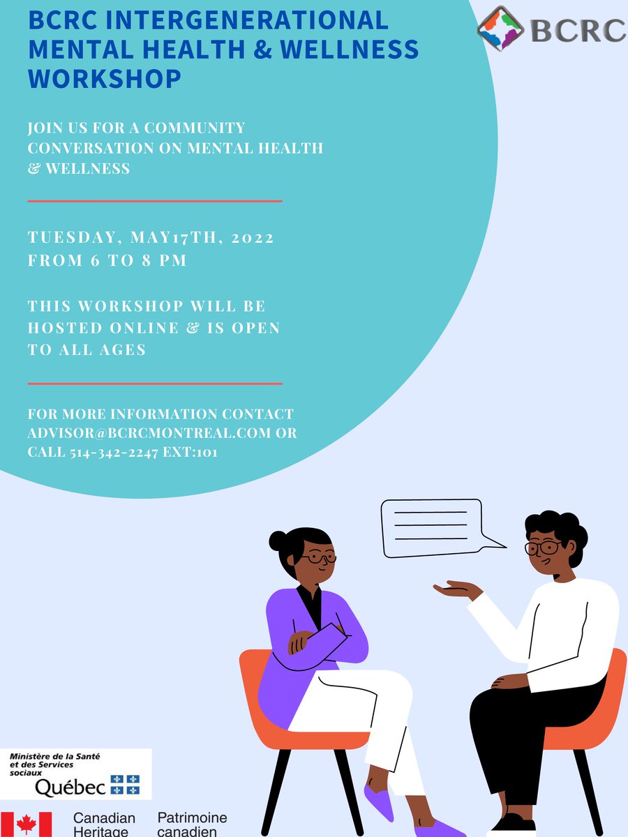 Open to all ages, tomorrow our interns from Dawson College will be hosting a mental health workshop from 6-8pm sign up now!

forms.gle/m1QPfZZdfufQnt…