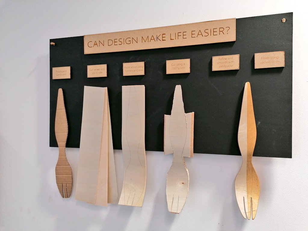 Mr_Hill_DT's tweet photo. Can Design Make Life Easier? A visual step-by-step guide of the process of making an ergonomic salad server. 

All parts are removable for pupils to use as reference.

#learning #inclusive #dthat #productdesign #STEM https://t.co/RJvoQNJVJ5