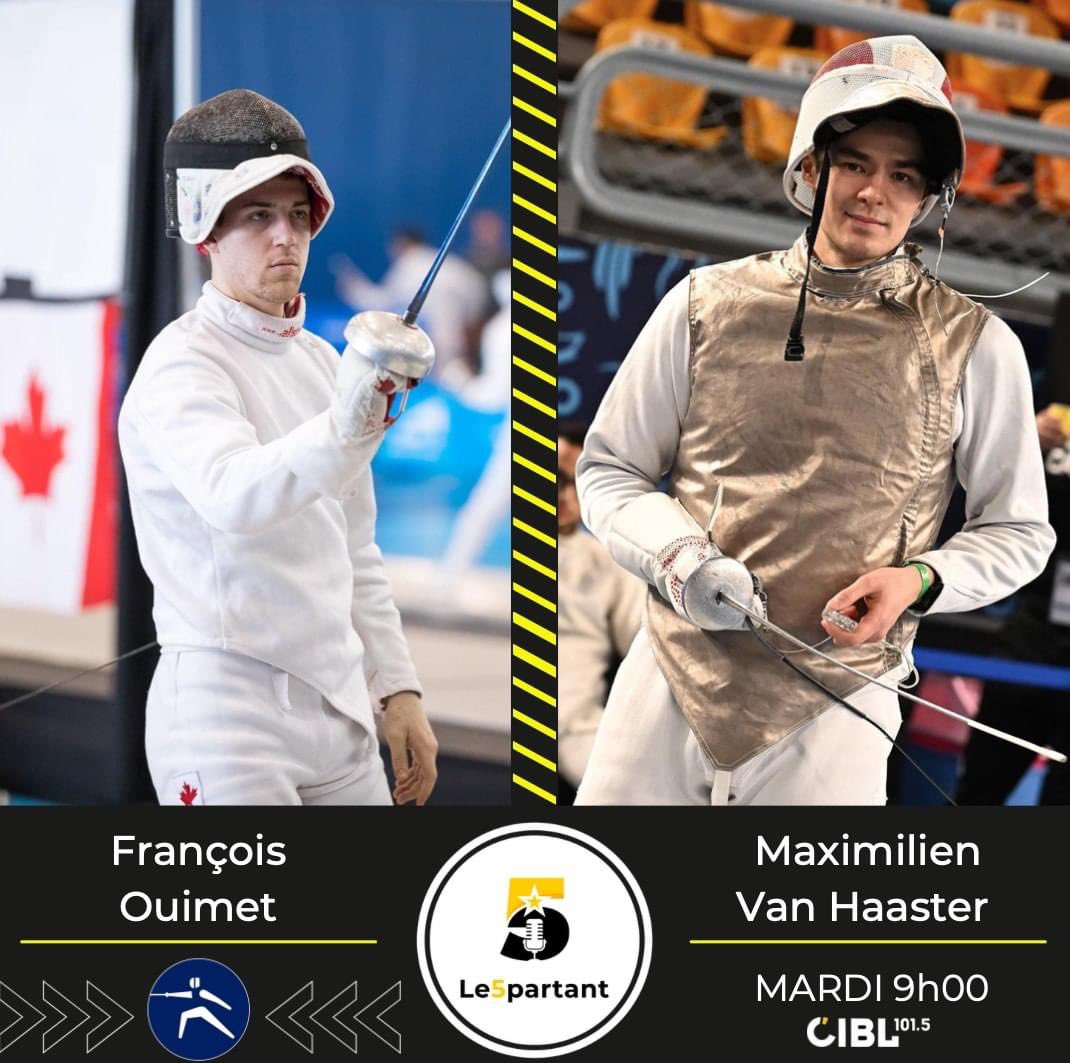 EN GARDE! 🤺

Demain au 5 partant, nous vous présenterons un épisode consacré à l'𝒆𝒔𝒄𝒓𝒊𝒎𝒆! François Ouimet et Maximilien Van Haaster, deux escrimeurs de très haut niveau, seront nos invités! 🇨🇦

À ne pas manquer mardi dès 9h00 sur @CIBLmedia ou sur notre page Facebook! 🚨