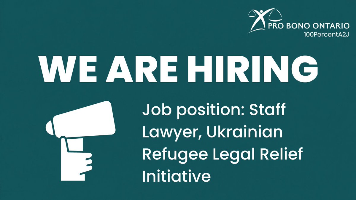 ProBonoOntario's tweet photo. We are hiring for our soon-to-launch Ukrainian Refugee Legal Relief Initiative. Apply by Jun 3 at 5:00 PM. https://t.co/kBCYHtod9i https://t.co/easyXgte2j