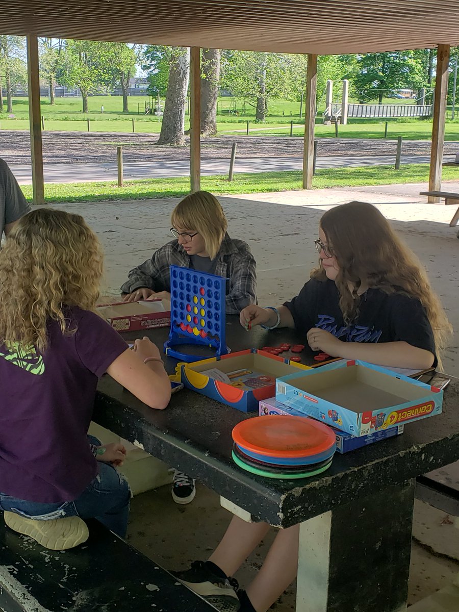 MathEagles's tweet photo. 3rd period enjoying the outside Math lab today on data analysis and statistics using our cell phones! Throwing in probability with board games! @LHSGoldenEagles @lakes_renee @SuptStover https://t.co/BcQLD1WvLr
