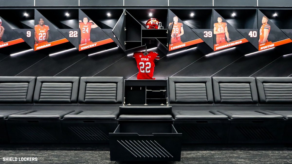 SBJ's tweet photo. .@Utah_Football unveiled their new locker room 🔥

(via @ShieldLockers) https://t.co/yX91zqCCws
