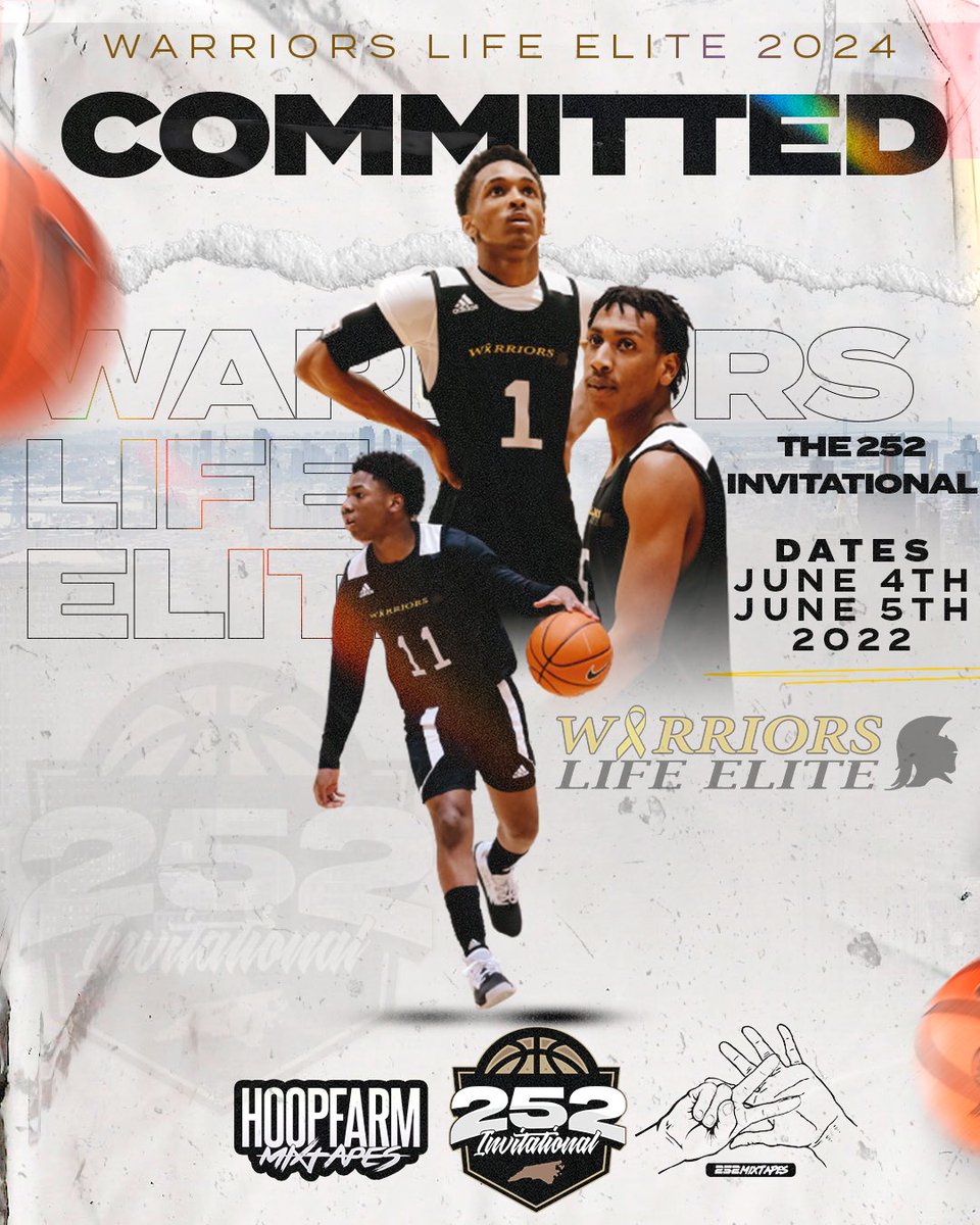Warriors Life Elite 2024 (<a href="/WLE2024/">Wle</a>)
has committed to the #252invitational presented by <a href="/Hoopfarm/">Tre (Hoopfarm Mixtapez)</a> &amp; <a href="/252Mixtapes/">252Mixtapes</a> on June 4th &amp; June 5th, 2022. <a href="/dreephillips/">Dree</a>