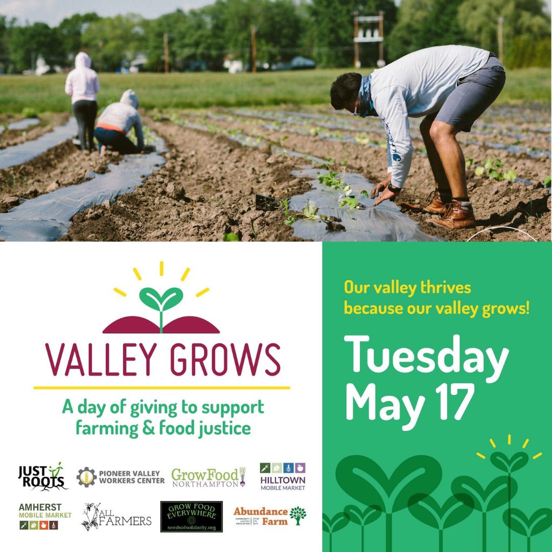 PVWorkersCenter's tweet photo. 🌱Tomorrow🌱Giving starts today! Support the work of 8 local food justice orgs. https://t.co/p52MdAxa7K Share with your friends and family!  #abundancefarm #growfoodnorthampton #seedsofsolidarity #allfarmers #amherstmobilemarket #hilltownmobilemarket https://t.co/cd4VOPwLxD