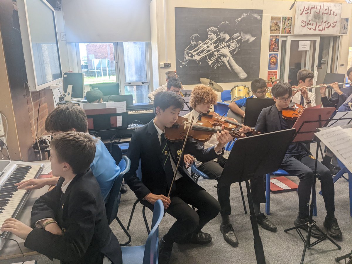 Orchestra's turn to rehearse today. Really proud of the fab sound they are starting to make. Some really sensitive playing. #verulamforlife #teachingmusic #backtorehearsing #musiciansofthefuture