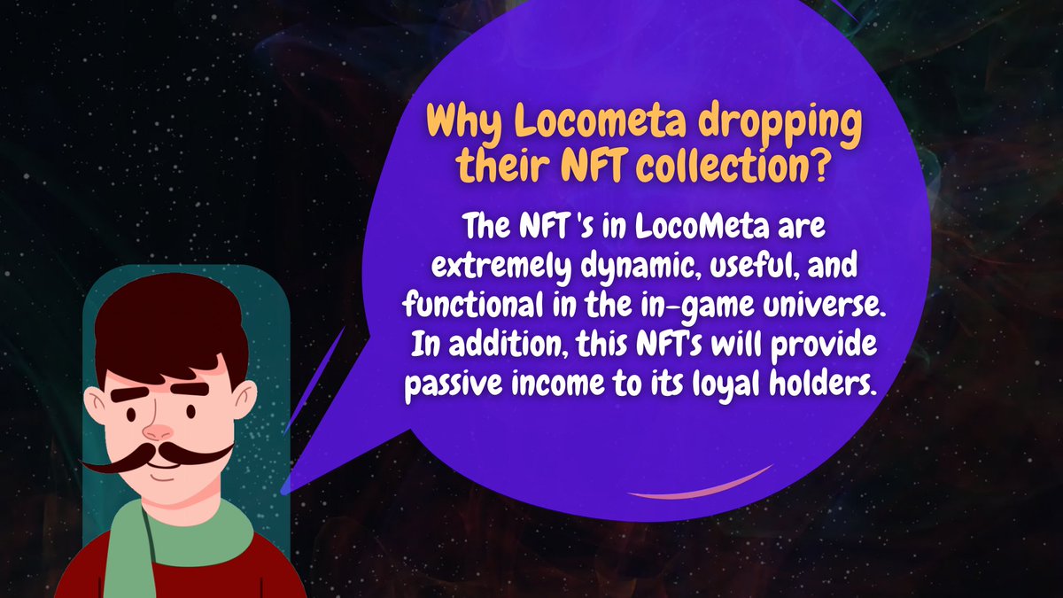 +++ 

🔹 Why Locometa dropping their #NFT collection?

- The NFT 's in LocoMeta are extremely dynamic, useful, and functional in the in-game universe.
In addition, this NFT's will provide passive income to its loyal holders. 

#NFTCommunity #ETH #BNB 

+++