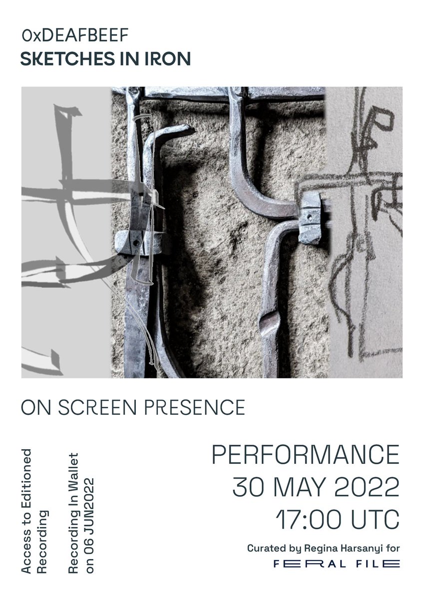 ReginaHarsanyi's tweet photo. Livestream Performance #1: @_deafbeef
When: May 30th, 2022 at 1pm EST
Where: https://t.co/hhd3agxjvH
Editioned recordings of the performance go on pre-sale May 23rd at 10AM EST
Auction for sculpture created during performance begins May 30th and ends May 31st
#onscreenpresence https://t.co/D3oRxFwEko