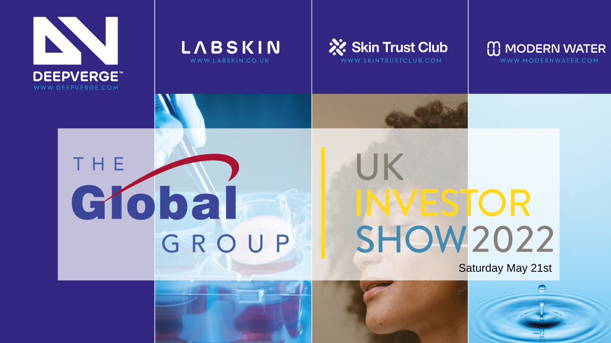 This weekend @DeepVerge will attend & present at @UKInvestorShow in London. Meet the team from Modern Water and our sister companies @Labskin & @skintrustclub and learn about the #AITechnology behind us.
ukinvestorshow.com 
#DVRG #watermonitoring #skinscience  @gjbrandon