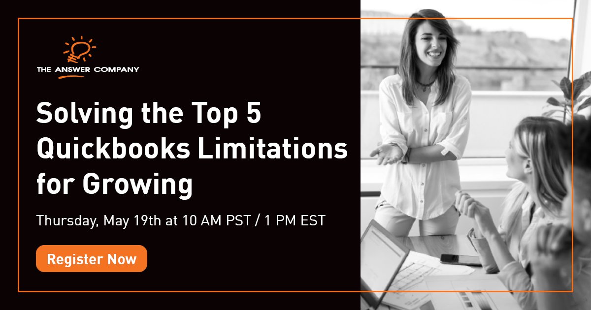 Our webinar "Solving the Top 5 QuickBooks Limitations for Growing Companies" is coming up! 

Save your seat here: ow.ly/xGCq50J5AZ8

#webinar #quickbooks #sageintacct #webinaralert #outgrowingquickbooks