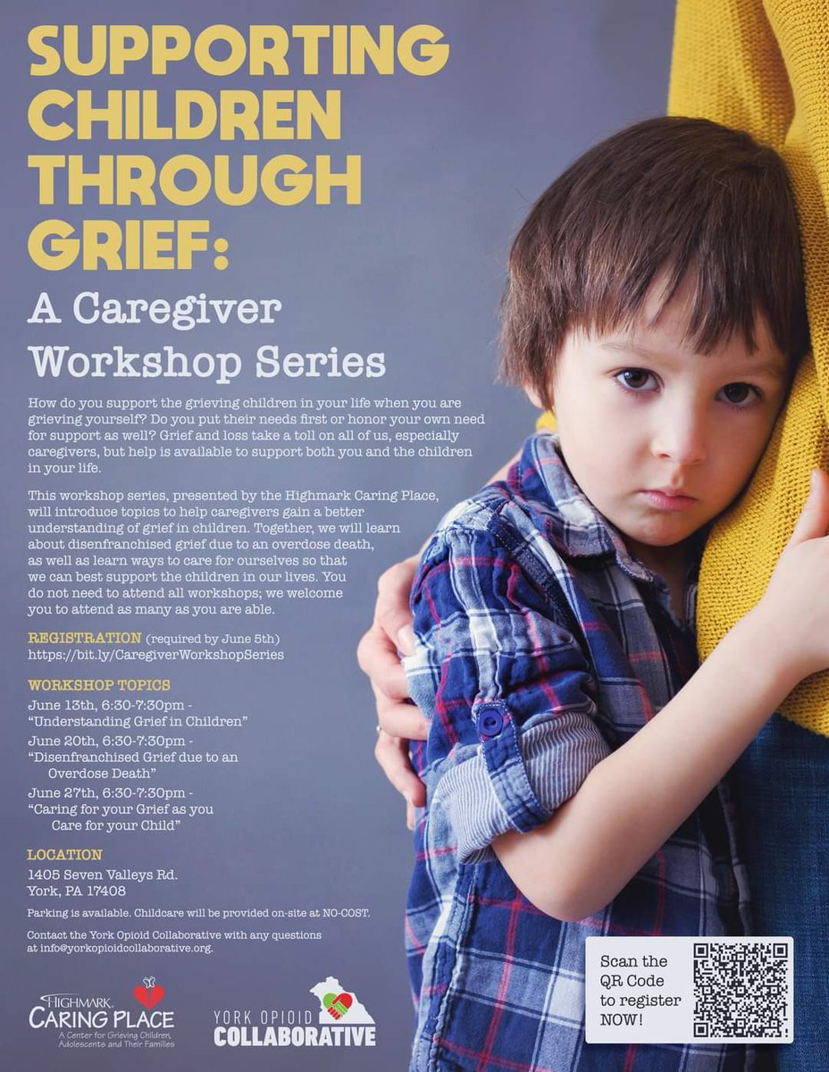 In partnership with Highmark Caring Place, we will be providing a workshop series for caregivers.  This workshop series will introduce topics to help caregivers gain a better understanding of grief in children.   

Registration is required.  
bit.ly/CaregiverWorks…