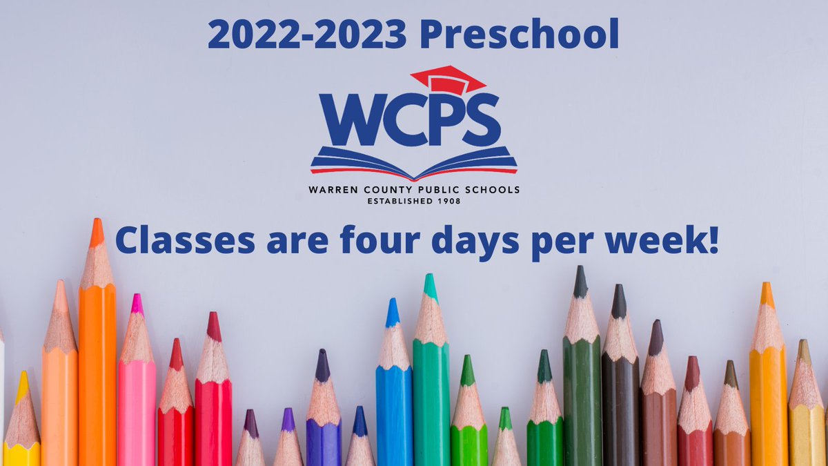 ❗️EXCITING NEWS❗️ WCPS is excited to announce for the 2022-23 school year, preschool will be offered four days per week at ALL 15 elementary schools! Limited tuition-based spots for four-year-olds are also available! Click here ➡️ bit.ly/22-23WCPSPresc…! #PreschooltoProfession