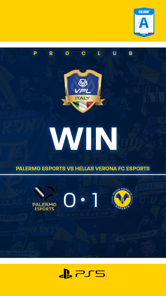 🟡🔵| FULL TIME

🏆 <a href="/VPLItaly/">VPL Italy 🇮🇹</a> I Serie A
🆚 @iLoveNERDFifa 🇮🇹 
✅ 1-0 

<a href="/Dany10x/">oP Dany</a>  ⚽
<a href="/AIexx8/">oP_Alex_8</a>     👟 

Chiudiamo la settimana con una vittoria importantissima! 💛💙
 
#DaiVerona #HVFC #HVeS