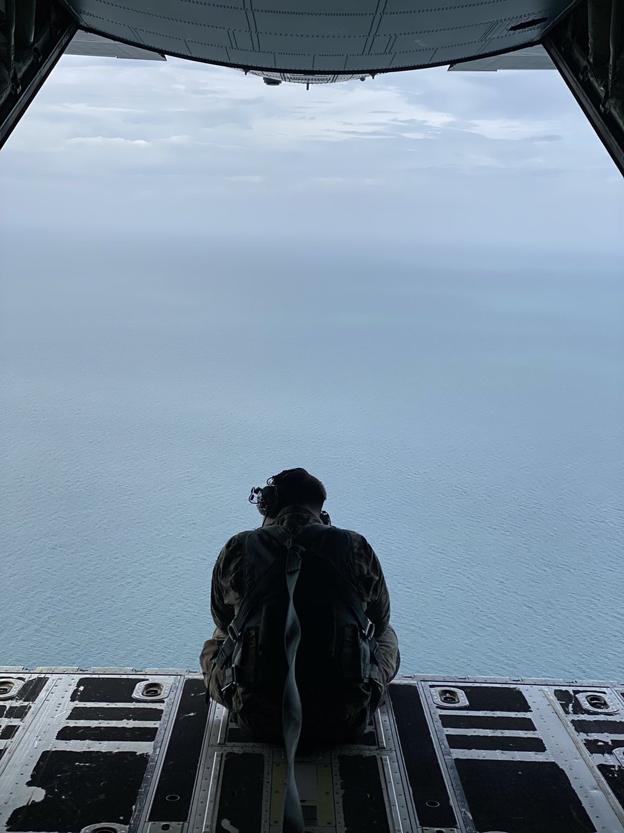 JakeWhats's tweet photo. Took a ride on a C-130 today. Flew over Wales and hit the Mach Loop with the cargo door open. What an experience. 

Also I got to talk to my friend over the radio! Haha weird to be on the other side. https://t.co/CaePQfSmkQ