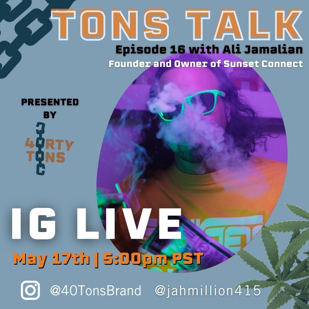 40TonsBrand's tweet photo. This week on Tons Talk, we are speaking with Ali Jamalian, Sunset Connects founder and owner! Join the conversation tomorrow at 5pm PST on Instagram Live!
#tonstalk #sunsetconnect #socialimpact #socialjustice #freethe40K #restoritivejustice #cannabisforchange https://t.co/8AAWcyT3Iw