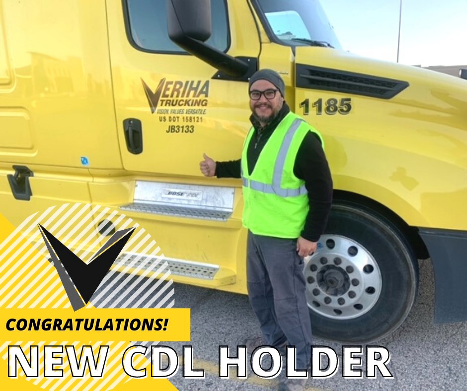 VerihaTrucking's tweet photo. #NewCDL 📣
Way to go NICK! 🎉 🎉 Great work on passing your CDL test! Welcome to the industry! 💯 🚚 🇺🇸 #cdltraining #verihatrucking #truckdrivers #truckers https://t.co/Pvf3ek29wl