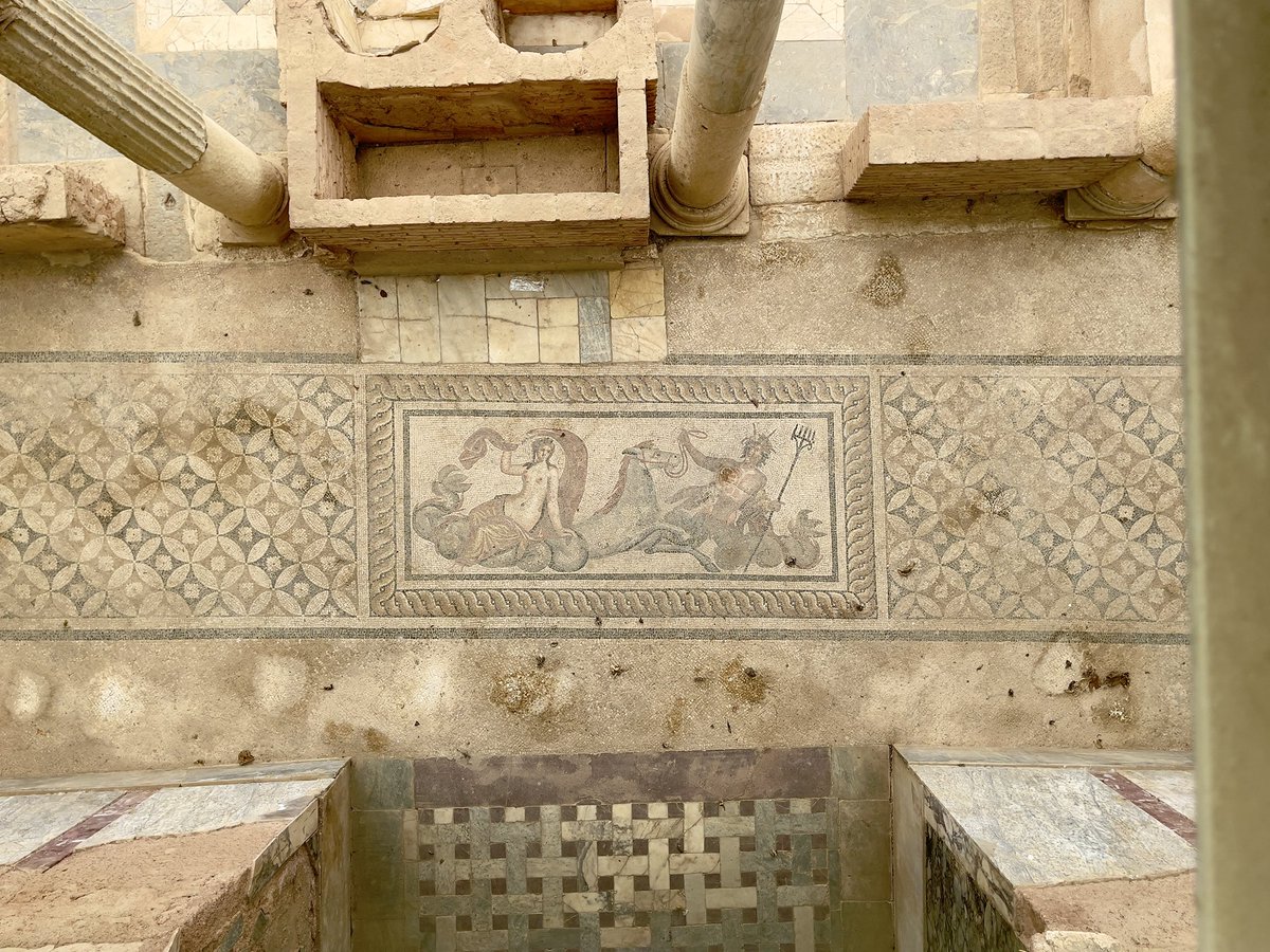 HistTreasure's tweet photo. Another spectacular mosaic from the terrace houses of Ephesus depicting Poseidon abducting Amphitrite. Magnificent #MosaicMonday https://t.co/Mmvt8LUbBs