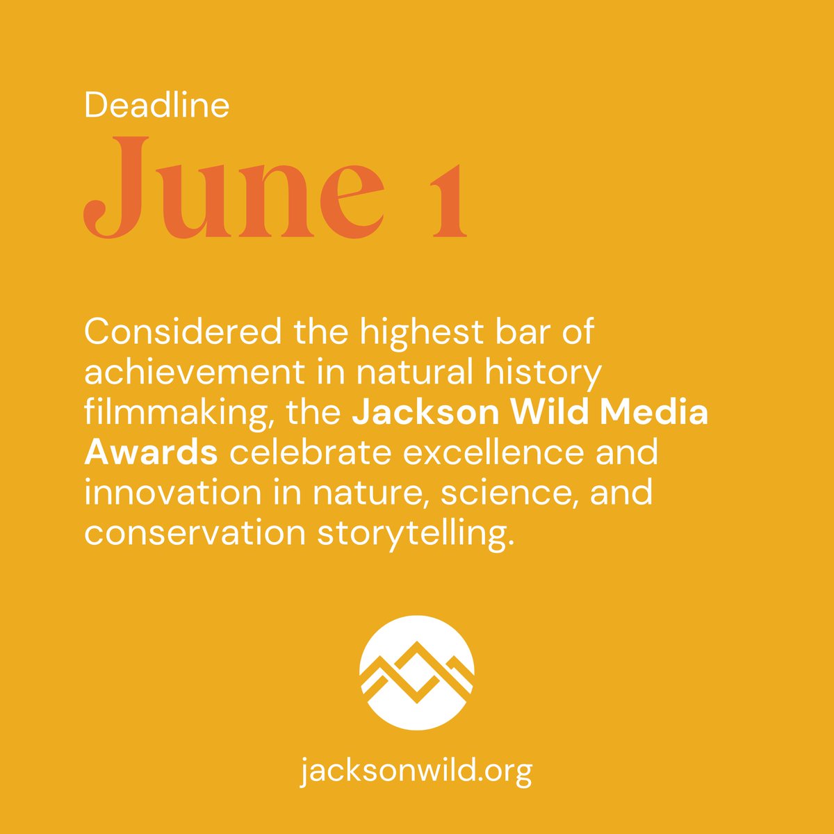 JacksonWild's tweet photo. Seeking entries to the 2022 Jackson Wild Media Awards, celebrating excellence and innovation in nature, science and conservation storytelling. Projects completed since June 1, 2021 are eligible; competition deadline is June 1. Enter your film today at https://t.co/slNz6yI8Tn 🎬 https://t.co/w7Yq3RYOsa