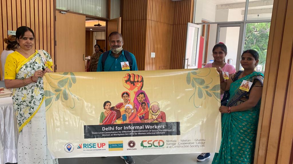 FoundationMf's tweet photo. In photos: yesterday Delhi's informal workers deliberated recommendations to strengthen implementation of #SHWAct2013, a landmark move drawing on data collected by women themselves. The recommendations are a crucial step towards making workplaces safer for all women in Delhi. https://t.co/2284eiy66Y