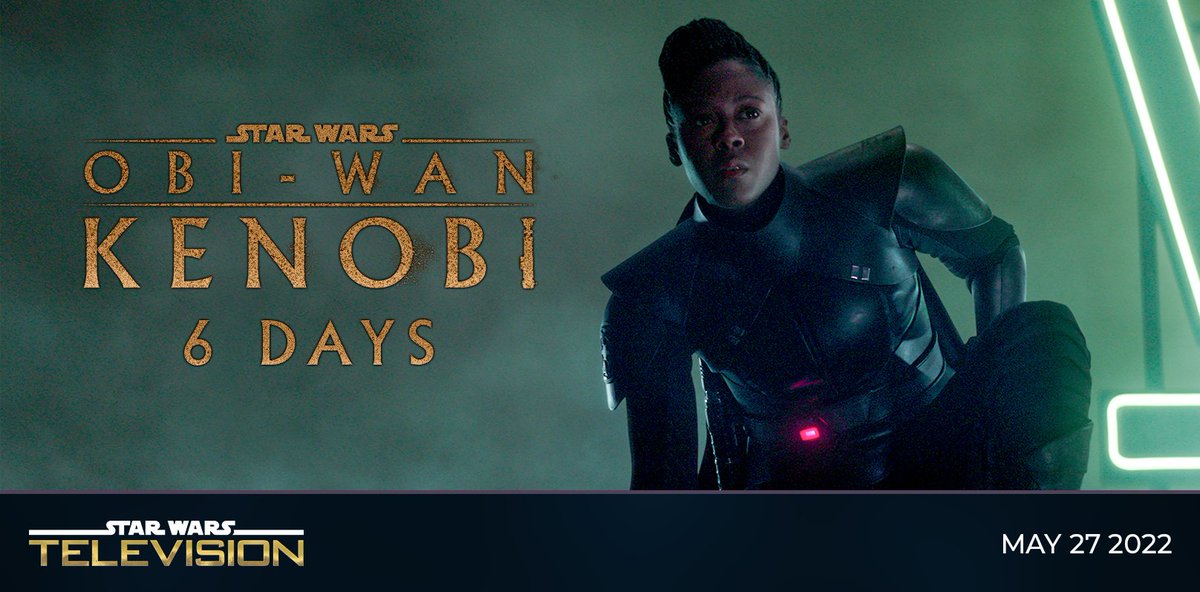 SWTV_Updates's tweet photo. #ObiWanKenobi premieres in 6 DAYS on Disney+!

Full Schedule:
🔸 May 27th: Episodes 1 &amp; 2
🔸 June 1st: Episode 3
🔸 June 8th: Episode 4
🔸 June 15th: Episode 5
🔸 June 22nd: Episode 6 (Finale!) https://t.co/H8mvmfalbn