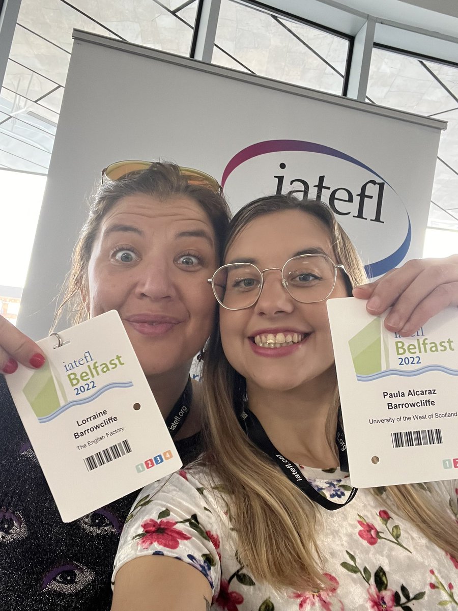 PaulaAlcBar's tweet photo. All checked in and ready for #iatefl2022 with @lorrainessie1 and Christine Nanguy ✨✨ https://t.co/JAe54lWsA6