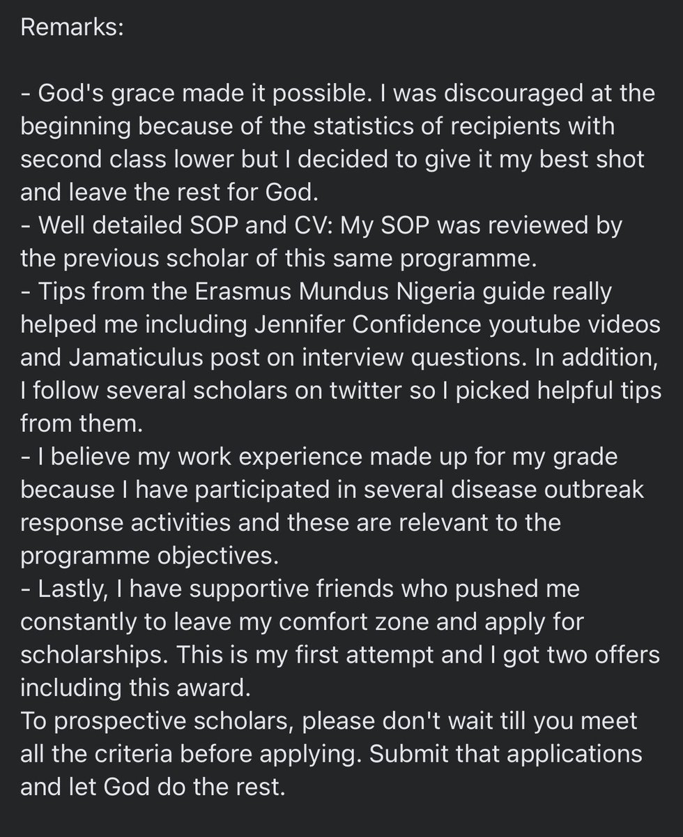 Jamaticulus's tweet photo. Second Class Lower (2.2) to Europe. All expenses paid 🚀

While you can’t change your grades, you can do much more to better your chances.

👇🏽👇🏽👇🏽 https://t.co/eqTAEj7WD8