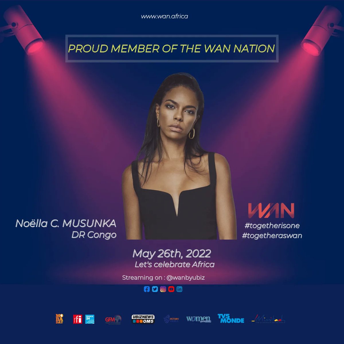 WANbyUbiz's tweet photo. Let's join S.E. Tebogo Seokolo , Alexandra Cordebard, @passi_issap and Noella Coursaris Musunka for the WAN SHOW 2022 on May, 26th.
Be there ✌🏾✌️

#iamwan #togetherisone #togetheraswan https://t.co/LJLUuoXu4y