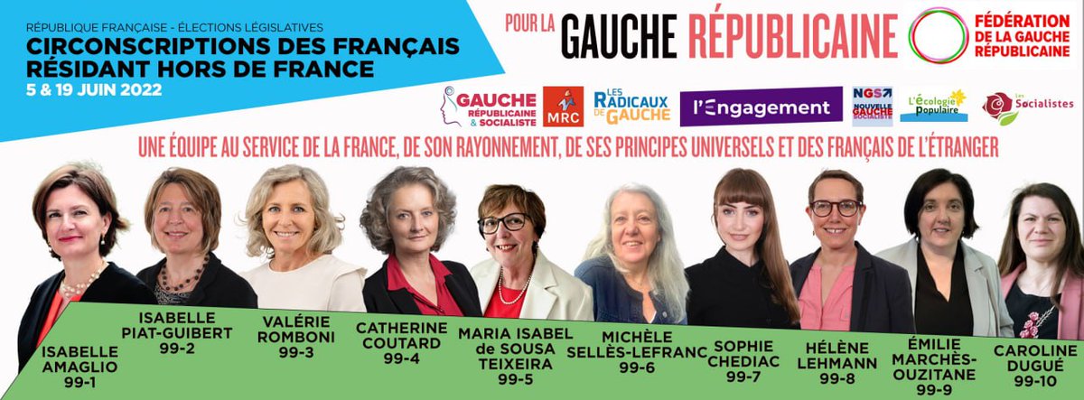 LRdGEurope's tweet photo. Les candidates de la @Fede_Gauche_Rep pour représenter les Françaises et les Français résidant hors de France.
#législatives2022
@fgrcircofe 
#GaucheRépublicaine
 https://t.co/L8AyzactSC
#Gauche https://t.co/XLSdd3oPT4