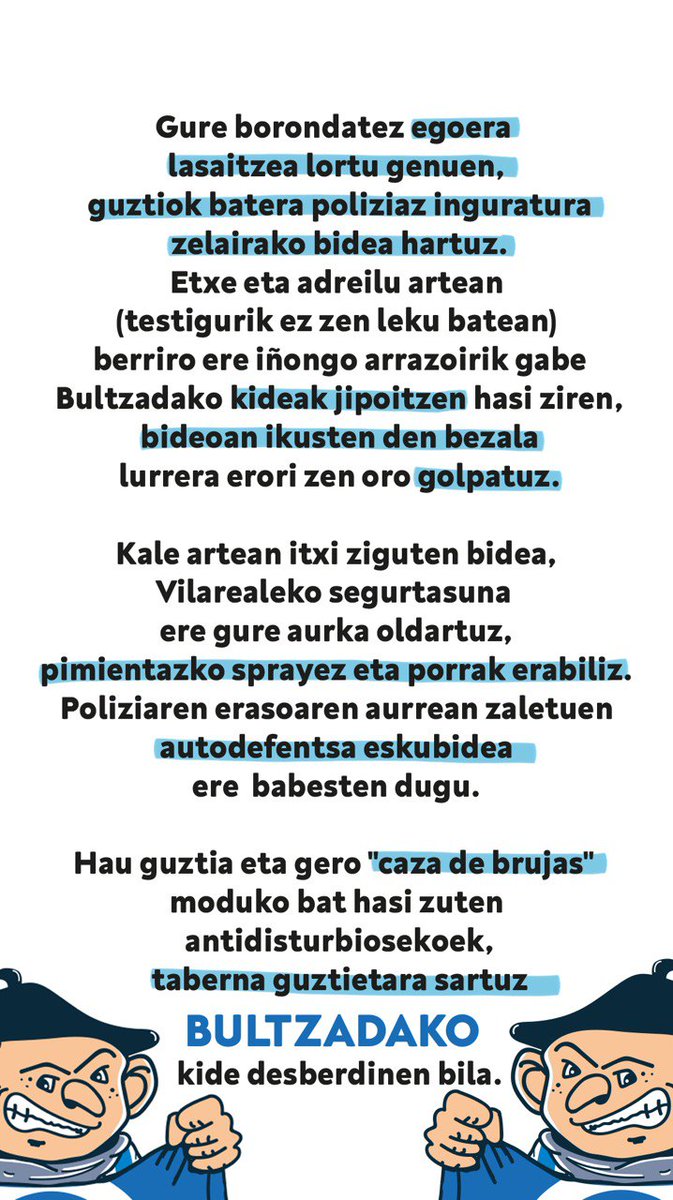 BultzadaTX's tweet photo. EREPRESIOA GELDITU!

POLIZIAREN BORTIZKERIAREKIN BUKATU! https://t.co/OKffLCRHK3